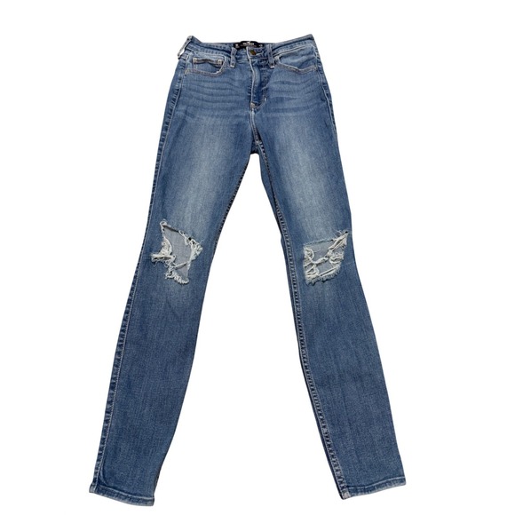 Hollister Denim - Hollister Ultra High-Rise Super Skinny Distressed Jeans Blue W26 L28 Size 3R